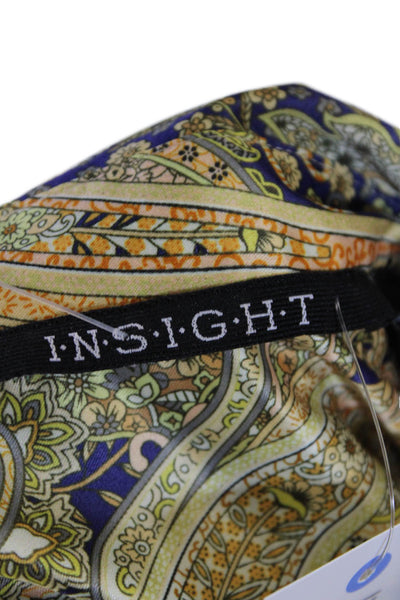 Insight Womens Paisley Print Collar Long Sleeve Button Down Shirt Gold Size S