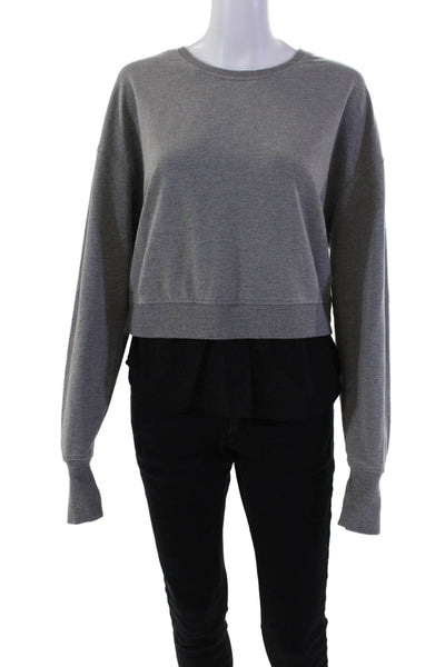 Sundays Womens Cotton Crew Neck Twofer Long Sleeve Sweatshirt Gray Size Small