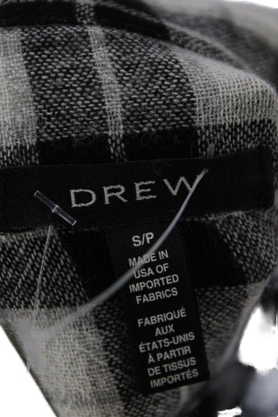 Drew Womens Plaid Collar Cold Shoulder Long Sleeve Blouse Top Black Size S