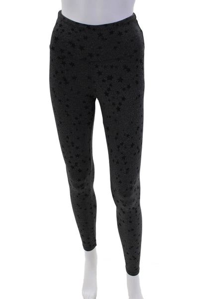 Strut This Womens Star Print High Rise Pants Leggings Dark Gray Size OS