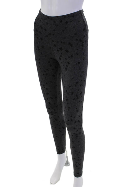 Strut This Womens Star Print High Rise Pants Leggings Dark Gray Size OS