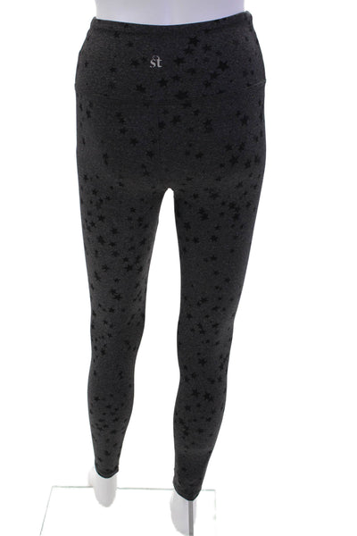 Strut This Womens Star Print High Rise Pants Leggings Dark Gray Size OS
