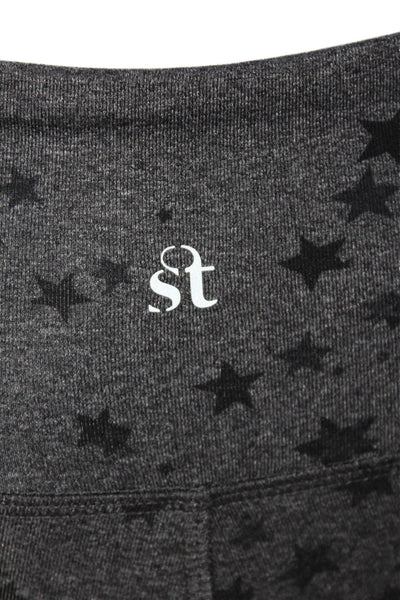Strut This Womens Star Print High Rise Pants Leggings Dark Gray Size OS