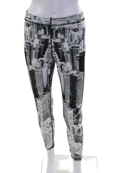 Terez Womens Graphic Print High Rise Pull On Pants Leggings Black Combo Size L