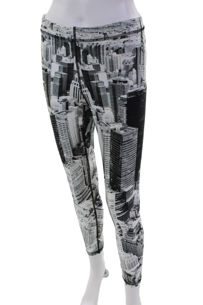 Terez Womens Graphic Print High Rise Pull On Pants Leggings Black Combo Size L