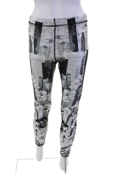 Terez Womens Graphic Print High Rise Pull On Pants Leggings Black Combo Size L