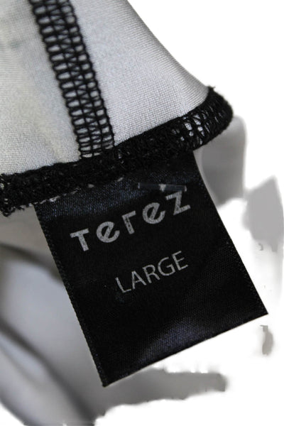 Terez Womens Graphic Print High Rise Pull On Pants Leggings Black Combo Size L