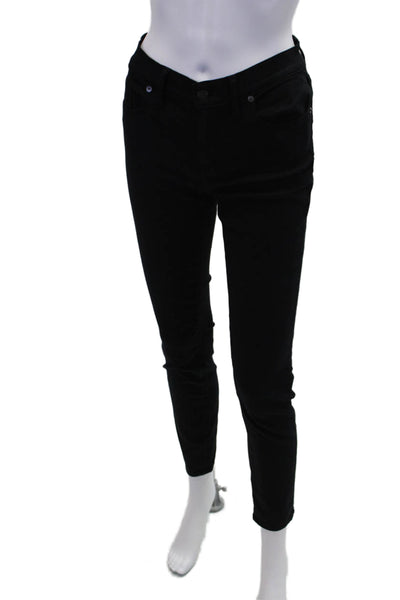 Madewell Womens Zipper Fly Mid Rise Skinny Ankle Jeans Black Denim Size 27