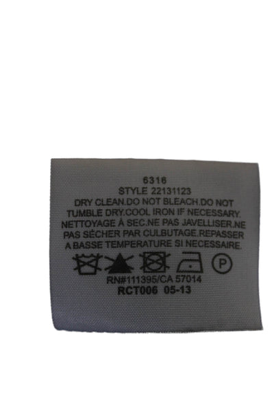 Tory Burch Womens Long Sleeve Scoop Neck Embroidered Silk Top Navy Blue Size 8