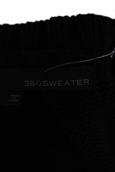 360 Sweater Womens Long Sleeves V Neck Sweater Black White Size Small