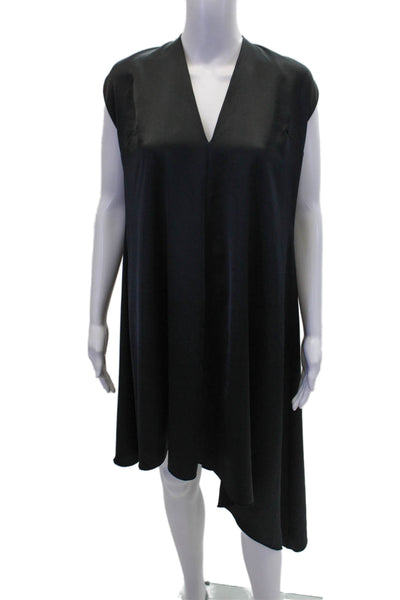 MSGM Womens Sleeveless Deep V Neck Asymmetricall A Line Dress Black Size EUR 44