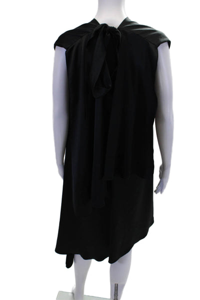 MSGM Womens Sleeveless Deep V Neck Asymmetricall A Line Dress Black Size EUR 44