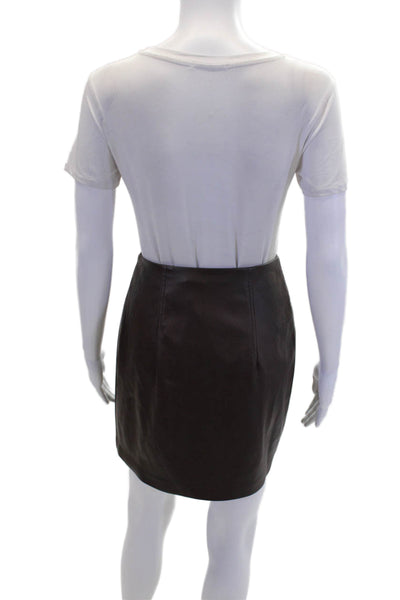 Trina Turk Womens Vegan Leather Front Zip Unlined Mini Adiza Skirt Brown Size 0