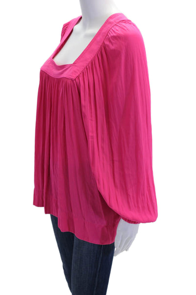 Smythe Womens Long Sleeve Square Neck Lightweight Blouse Top Pink Size XS