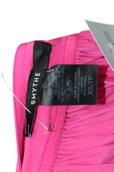 Smythe Womens Long Sleeve Square Neck Lightweight Blouse Top Pink Size XS