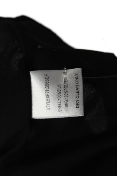 Parker Womens Long Sleeve Smocked Trim Keyhole Silk Top Black Size Medium