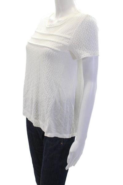 Marc By Marc Jacobs Womens Textured Crew Neck Short Sleeve Top White Size XS