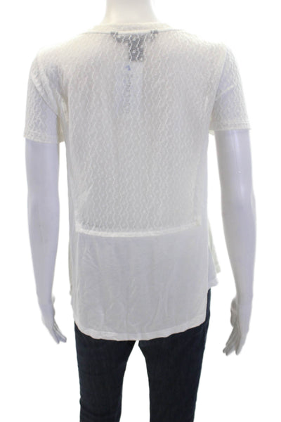 Marc By Marc Jacobs Womens Textured Crew Neck Short Sleeve Top White Size XS