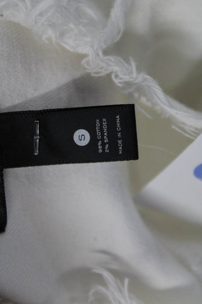 Aqua Womens Denim Button Down Puffy Sleeves Jacket White Cotton Size Small