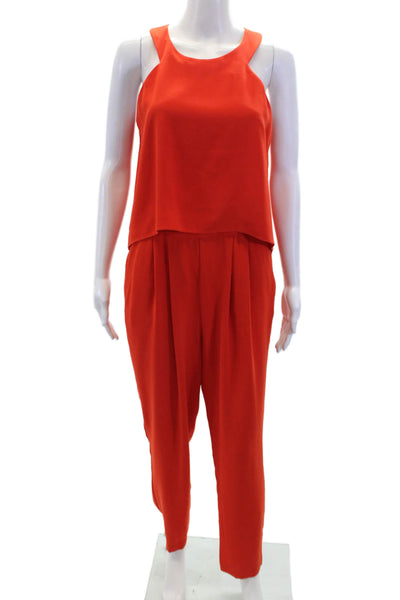 Trina Turk Womens Sleeveless High Rise Slim Leg Jumpsuit Fire Red Size 6