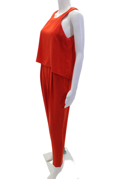 Trina Turk Womens Sleeveless High Rise Slim Leg Jumpsuit Fire Red Size 6