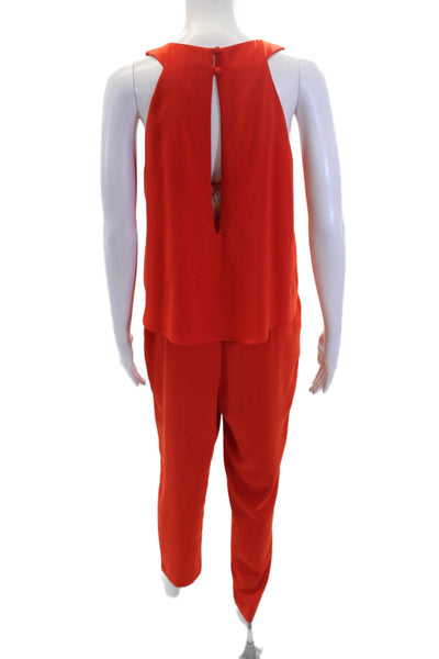 Trina Turk Womens Sleeveless High Rise Slim Leg Jumpsuit Fire Red Size 6