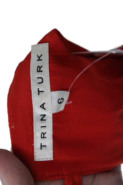 Trina Turk Womens Sleeveless High Rise Slim Leg Jumpsuit Fire Red Size 6