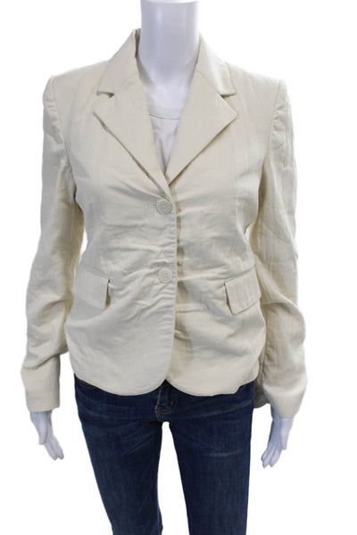 MNG Selection Womens Two Button Long Sleeve Lined Blazer Beige Size Medium