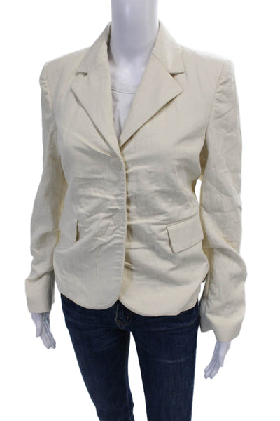 MNG Selection Womens Two Button Long Sleeve Lined Blazer Beige Size Medium