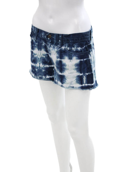 J Brand Womens Tie-Dye Cut Off Mid-Rise Zippered Denim Shorts Blue Size 28