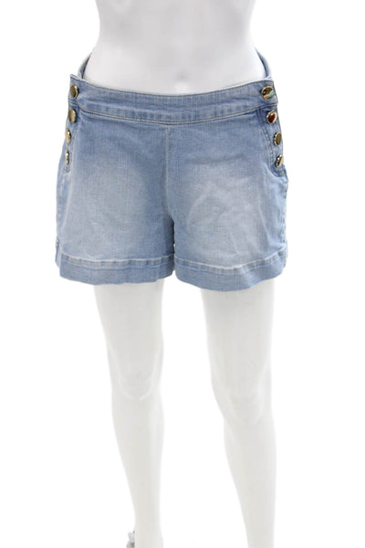 Lola Jeans Womens Cotton Sailor Mid-Rise Zippered Denim Shorts Blue Size 26