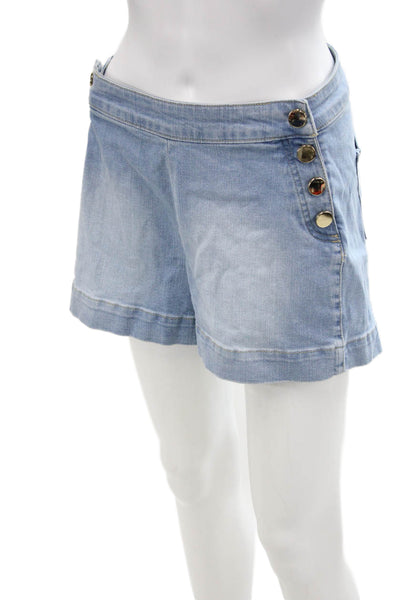 Lola Jeans Womens Cotton Sailor Mid-Rise Zippered Denim Shorts Blue Size 26