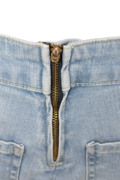 Lola Jeans Womens Cotton Sailor Mid-Rise Zippered Denim Shorts Blue Size 26