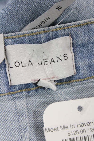 Lola Jeans Womens Cotton Sailor Mid-Rise Zippered Denim Shorts Blue Size 26