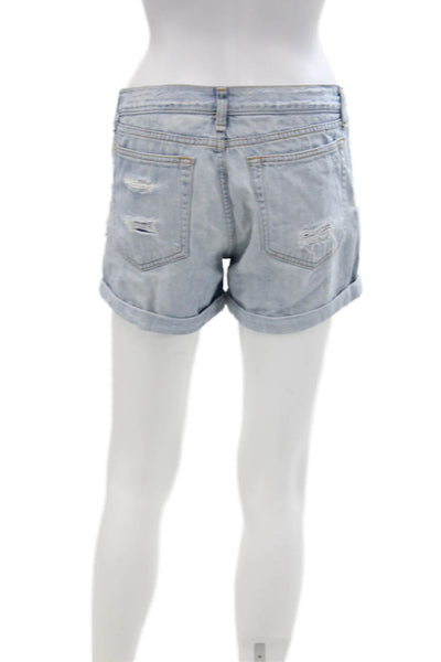 Rag & Bone Jean Womens Cotton Distressed Light Wash Denim Shorts Blue Size 25