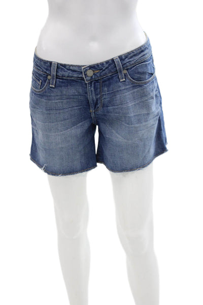Paige Womens Cotton Jimmy Jimmy Zippered Low-Rise Denim Shorts Blue Size 27
