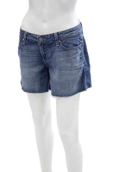 Paige Womens Cotton Jimmy Jimmy Zippered Low-Rise Denim Shorts Blue Size 27