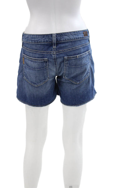 Paige Womens Cotton Jimmy Jimmy Zippered Low-Rise Denim Shorts Blue Size 27