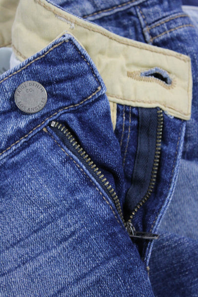 Paige Womens Cotton Jimmy Jimmy Zippered Low-Rise Denim Shorts Blue Size 27