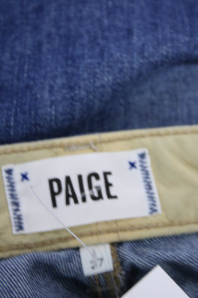 Paige Womens Cotton Jimmy Jimmy Zippered Low-Rise Denim Shorts Blue Size 27