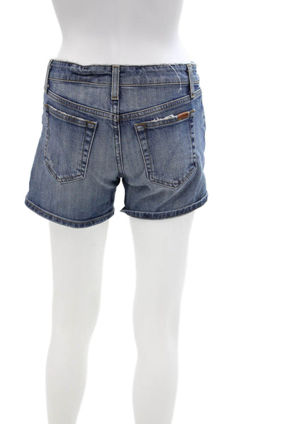Joes Womens Cotton Distressed Zippered Low-Rise Denim Shorts Blue Size 26