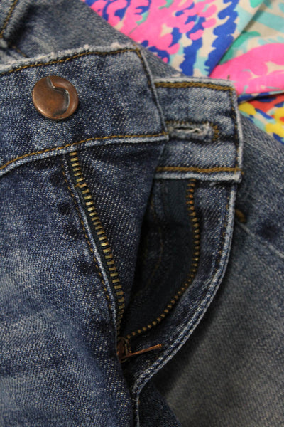 Joes Womens Cotton Distressed Zippered Low-Rise Denim Shorts Blue Size 26