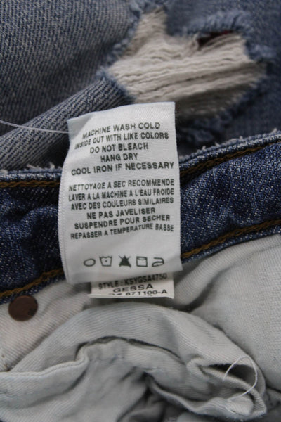 Joes Womens Cotton Distressed Zippered Low-Rise Denim Shorts Blue Size 26