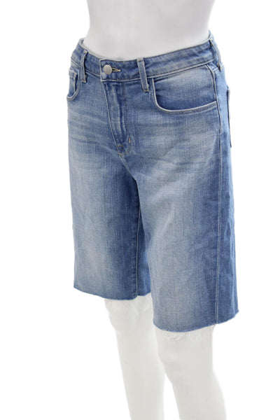 L'Agence Womens Cotton Zippered Medium Wash Bermuda Denim Shorts Blue Size 26