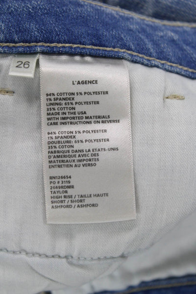 L'Agence Womens Cotton Zippered Medium Wash Bermuda Denim Shorts Blue Size 26