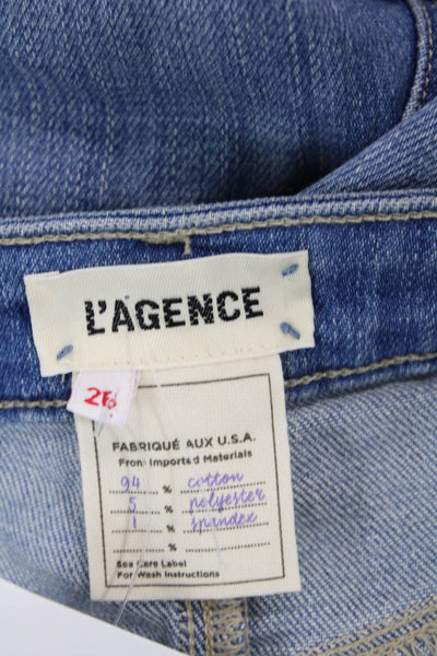 L'Agence Womens Cotton Zippered Medium Wash Bermuda Denim Shorts Blue Size 26