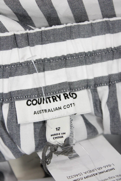 Country Road Womens Cotton Striped Print Stretch Casual Shorts Gray Size 12