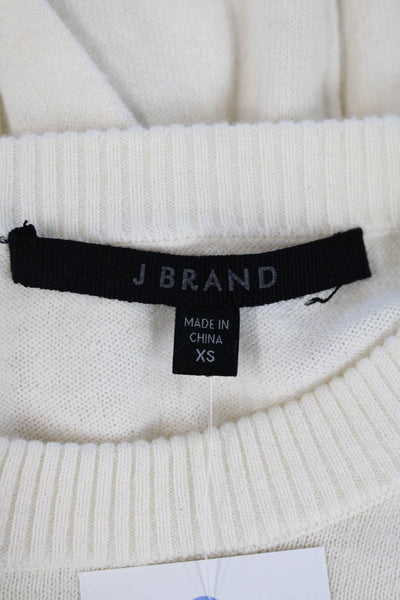 J Brand Womens Cotton Tight Kinit Basic Long Sleeve Sweater White Size XS