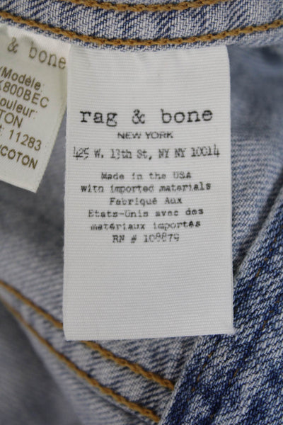 Rag & Bone Womens Cotton Sleeveless Lined Collar Denim Jacket Blue Size XS