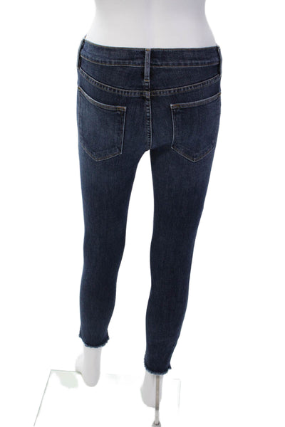 Frame Womens Cotton Zip Button Distress Skinny Denim Jeans Blue Size EUR 25